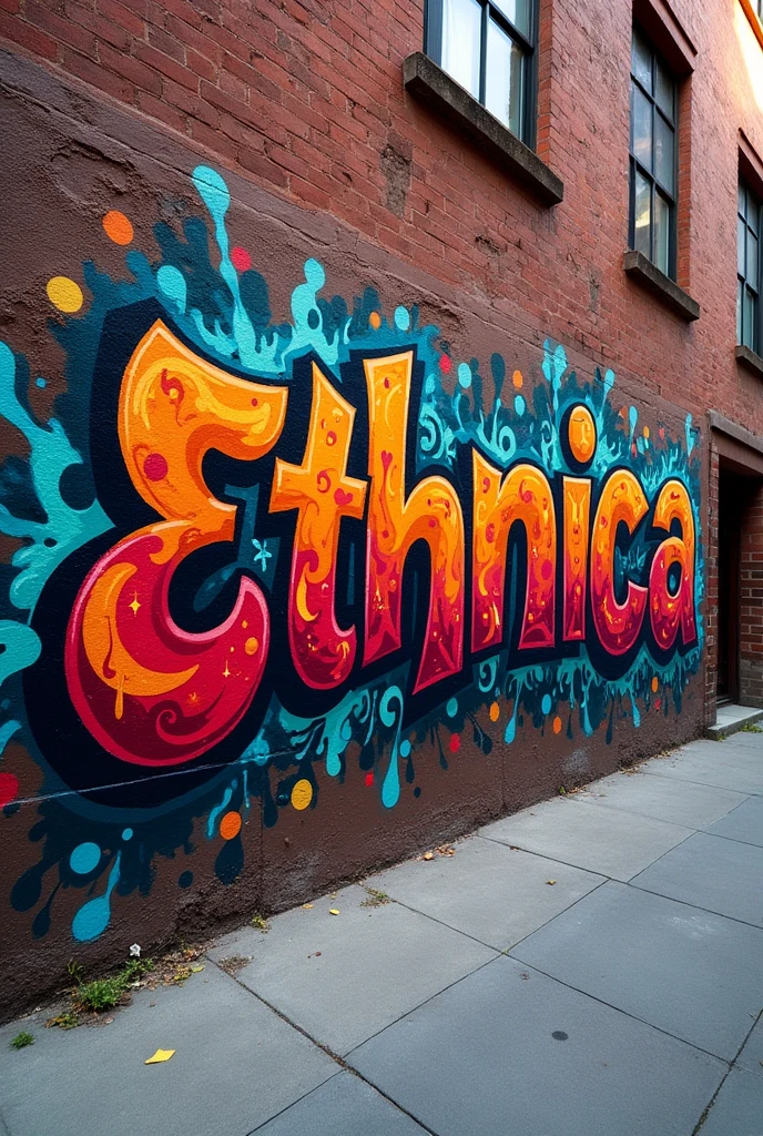 Graffiti of the word ethnica in a cool way 