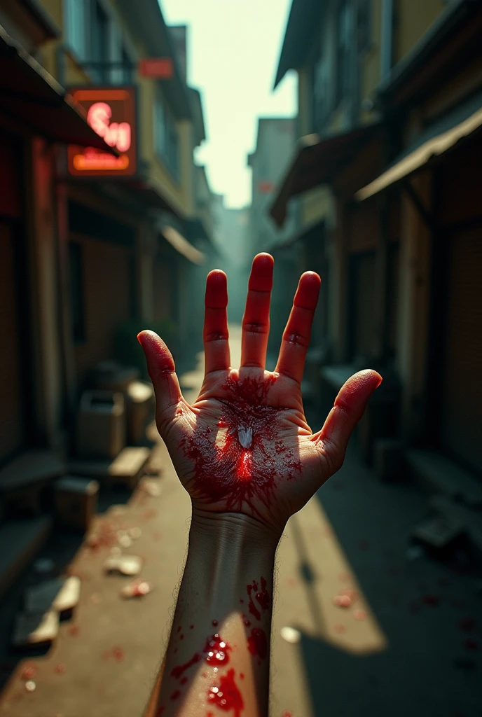 Blooded victim hand need help dramatic
