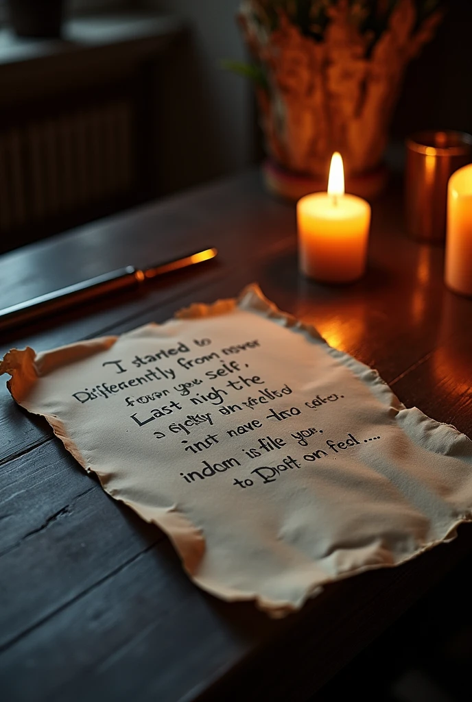 I want a piece of paper with a burning pen next to it and these words written on the paper: I started to act differently from my self.
Last night I stoned the selfish devil inside me.
I built.
When you're not here, my eyebrows seem to thin.
But I still have the same look.
My embroideries.

You've squeezed into my heart, a fleeting perfume.
Your scent didn't come this time, a boring album.
I saw what was inside me, I beat, I measured, I buried.
You are free , You are free, let them kill.