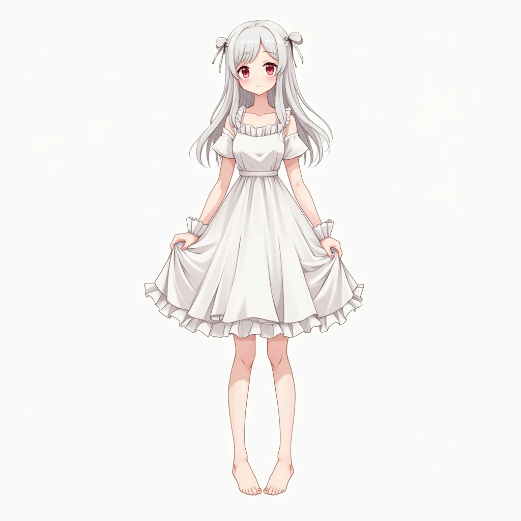 White Hair　White skin　kind　White dress　Illustration
Full body　☺️