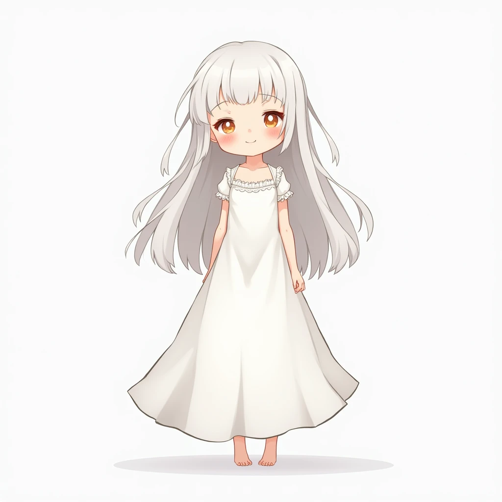 White Hair White skin kind White dress Illustration
Full body smile