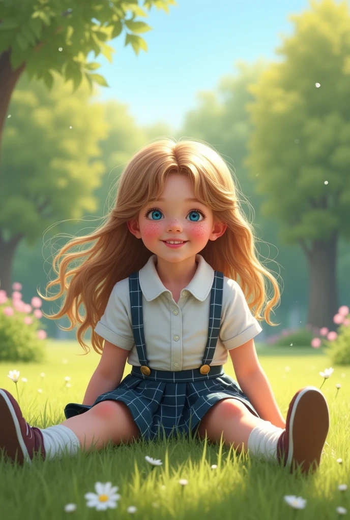 A cute girl in uniform with her legs spread
