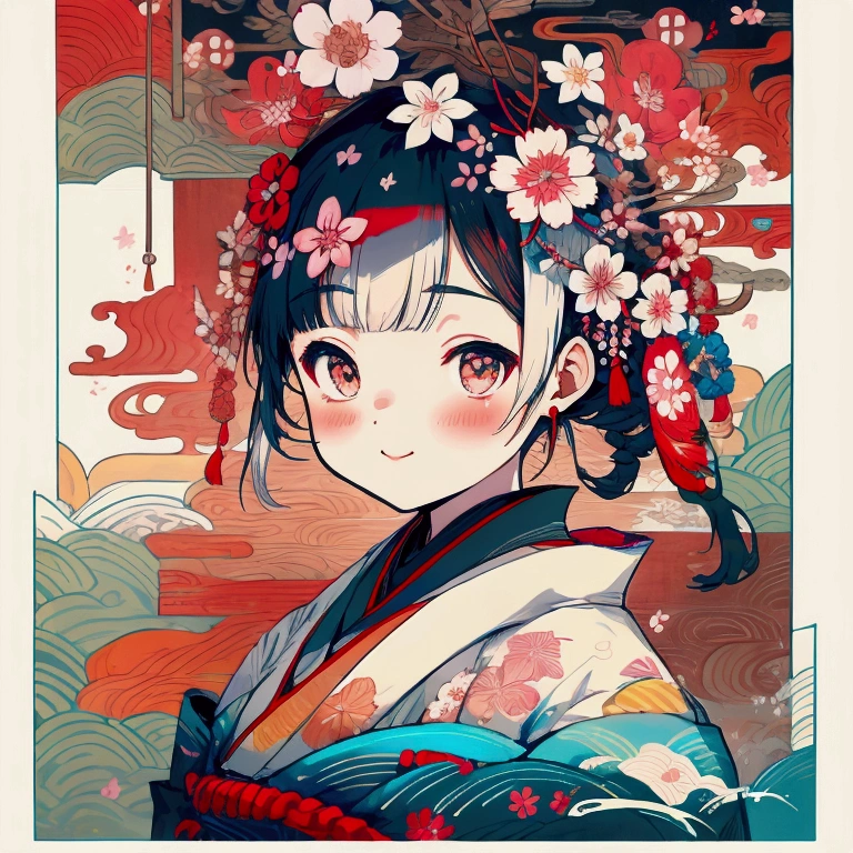 Japanese clothing、woman、Fantasy、flower、Colorful kimonos、soundの模様、soundの波紋、sound