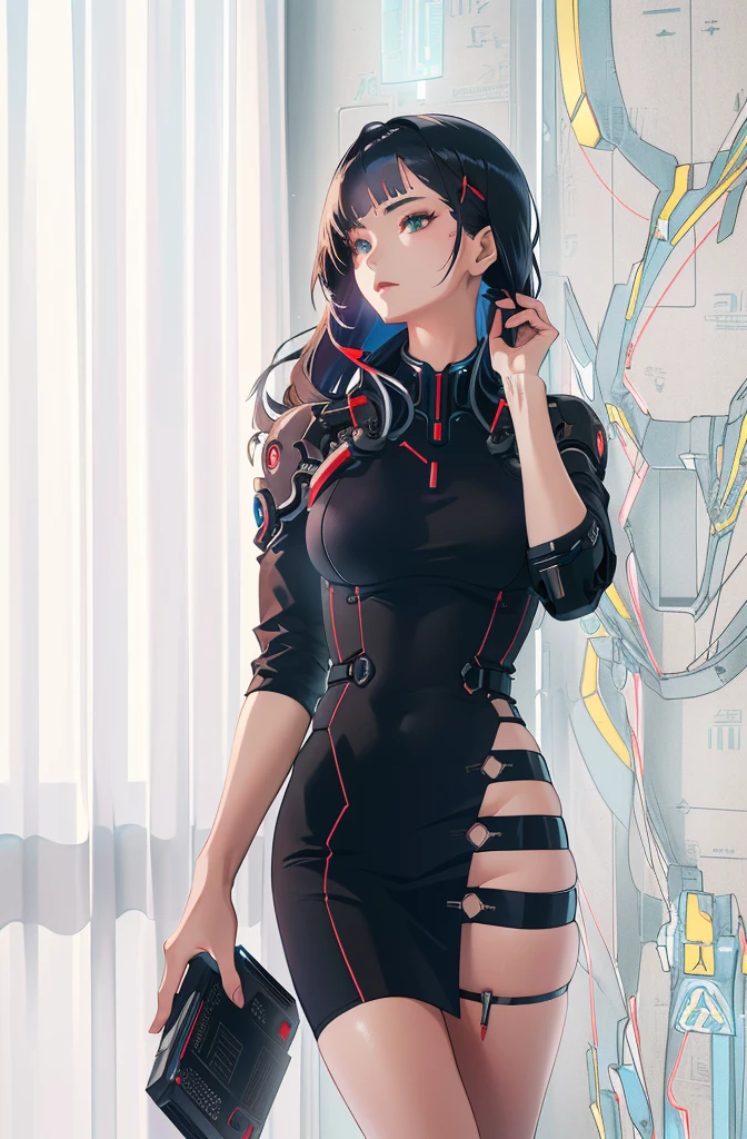 masterpiece,best quality,1机械女孩,Delicate face,shadow,8K,Extremely sharp,Metal,complex,Accessory details,Cool colors,Egyptian details,highly complex details,rending on cgsociety,Face the camera,Mechanical limbs,Mechanical cervical fixation,Wires and cables to the head,Killing Machine,Ghost in the Shell,((Anime art style)),