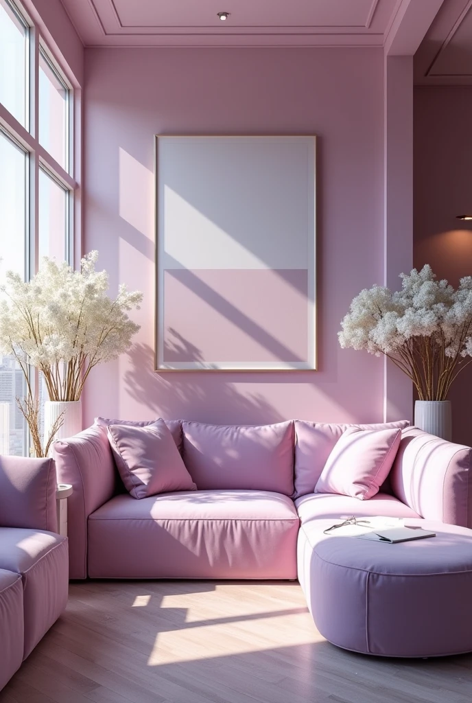 Lilac colour theme aesthetic modern biggest lounge design looks real