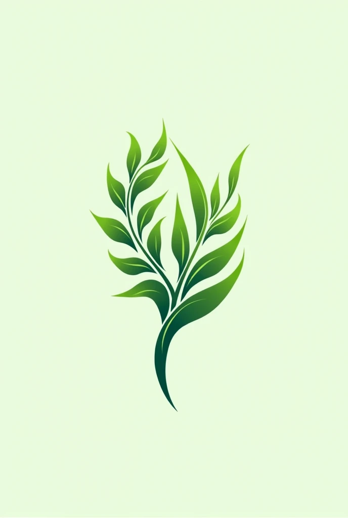 a stylized logo representing a plant, green hues, fluid lines, easily recognizable as a plant, must feature leaves and branches