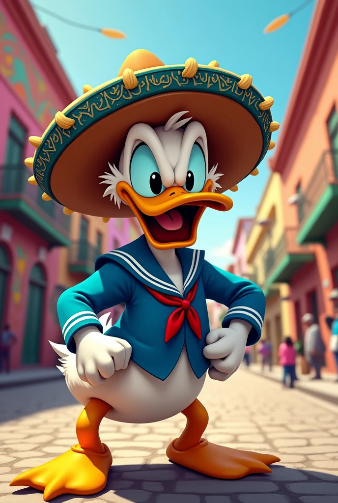 The belligerent Donald Duck with a hat in Sinaloa