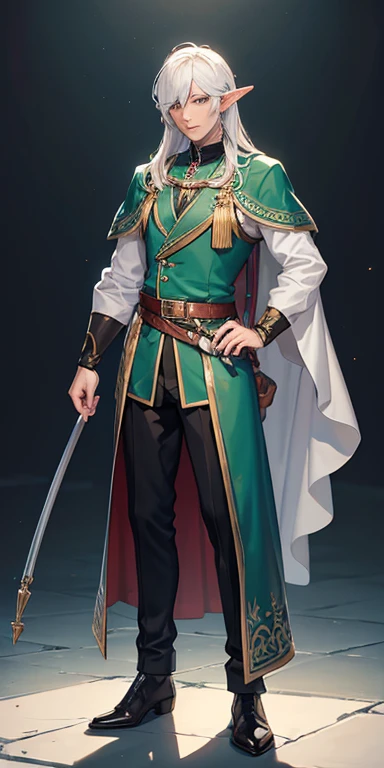 Create an adult male elf that look like diplomatic, he is 40 years old