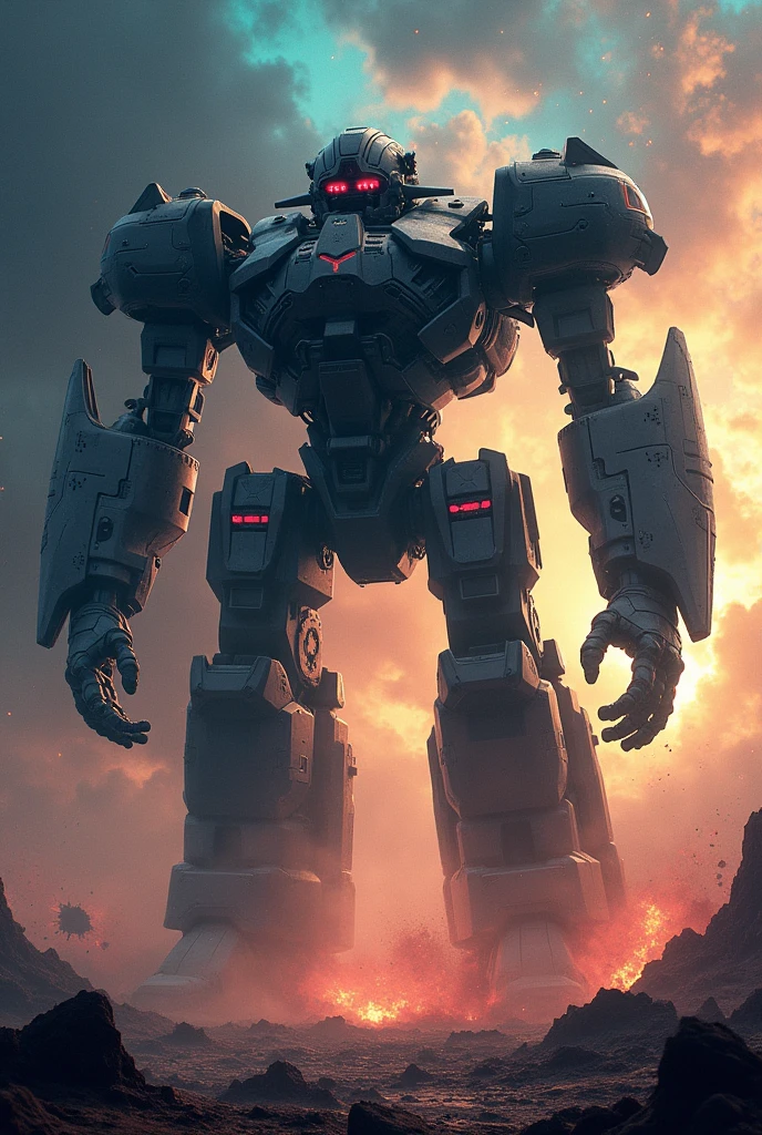 Now show me the ultimate robot make it lareger and can destroy any planet and make it scary have multiple hands and larger than a planet it self