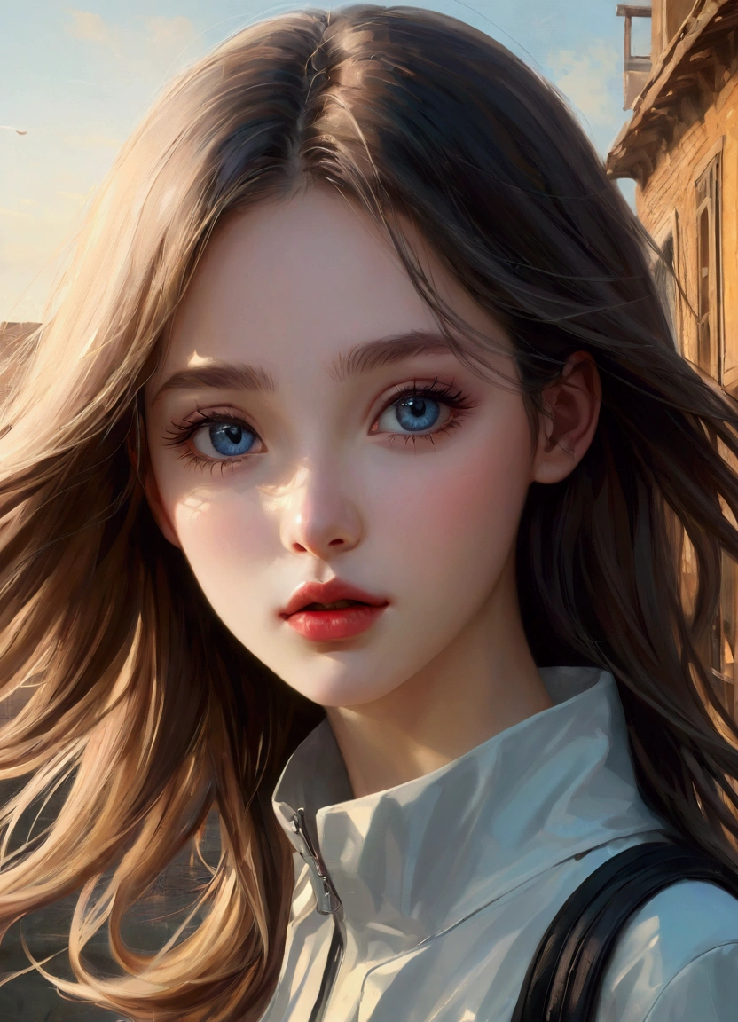 1 girl riding a bicycle, Dreamy,abstract,Broken mirror,Fragmented Identity,Self-awareness ,beautiful eyes,Beautiful lips,Perfect face,Photorealism,照片级lifelike度:1.37,masterpiece:1.2,4K,Ultra-fine,lifelike,Vivid colors,Studio Lighting,Physical Rendering,Surrealism,