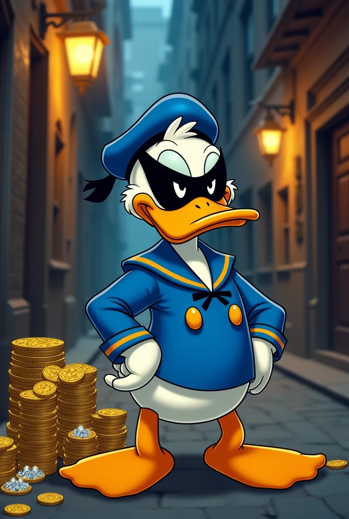 Donald Duck with a robber mask
