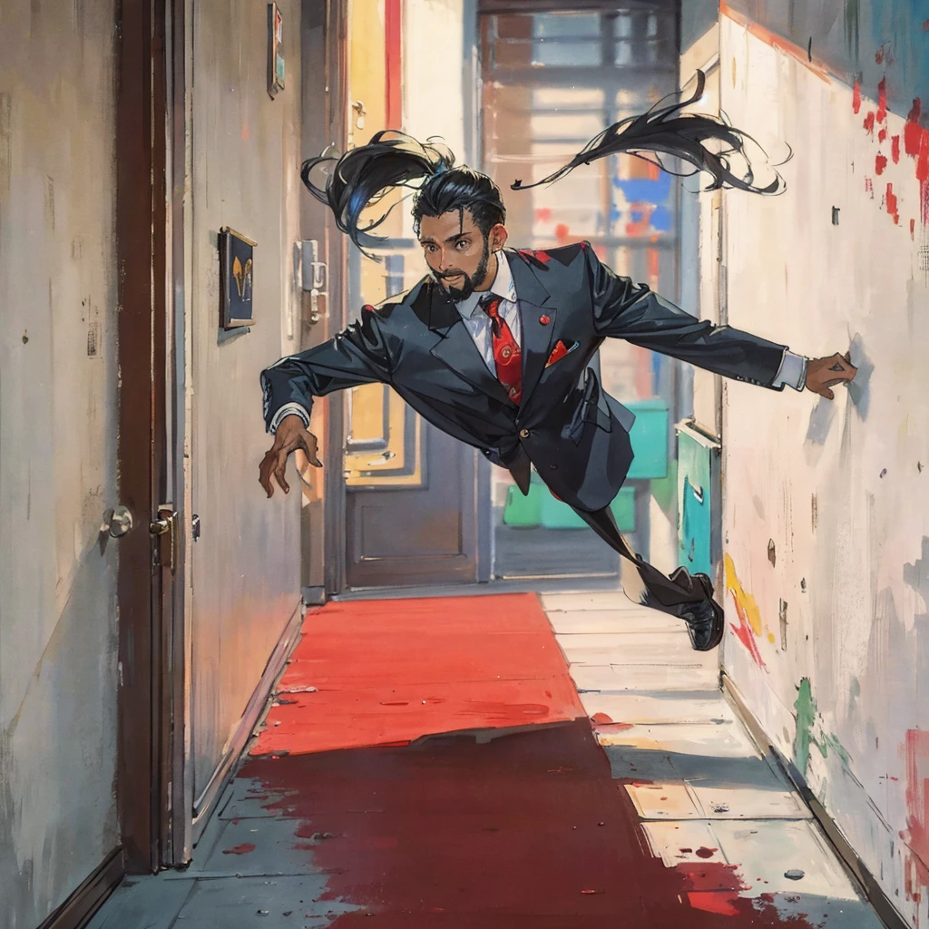Terence crawford running from door , painting modern art 
