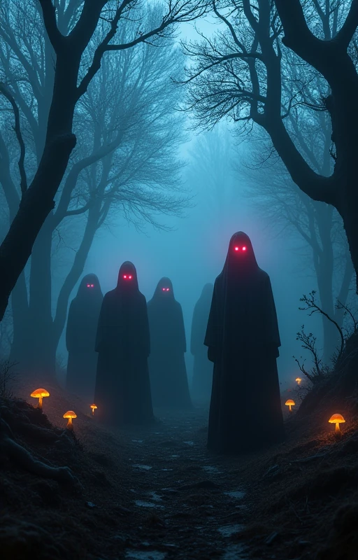 various shadows, showing their eyes.