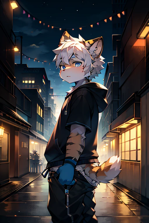 zackary911, by majmajor, by syuro, by dagasi, by wolfwithwing, by hanuvo, by tabhead, by zinfyu, by seraziel, (by dagasi: 1.1), BREAK, masterpiece, high resolution, 8k, detailed background, high quality, break, ( (blue cat, kitten, blue fur, A cat's tail, fluffy, delicate fur)) fur, break, modern city, tall buildings, dark clouds, lightning, break, male, thunder, Fundoshi, anger, lightning in the eyes, discharge, jacket, (palm lightning, eye lightning: 1.2)