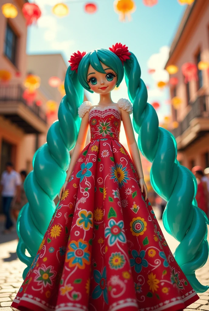 a Mexican style inflatable doll of hatsune miku