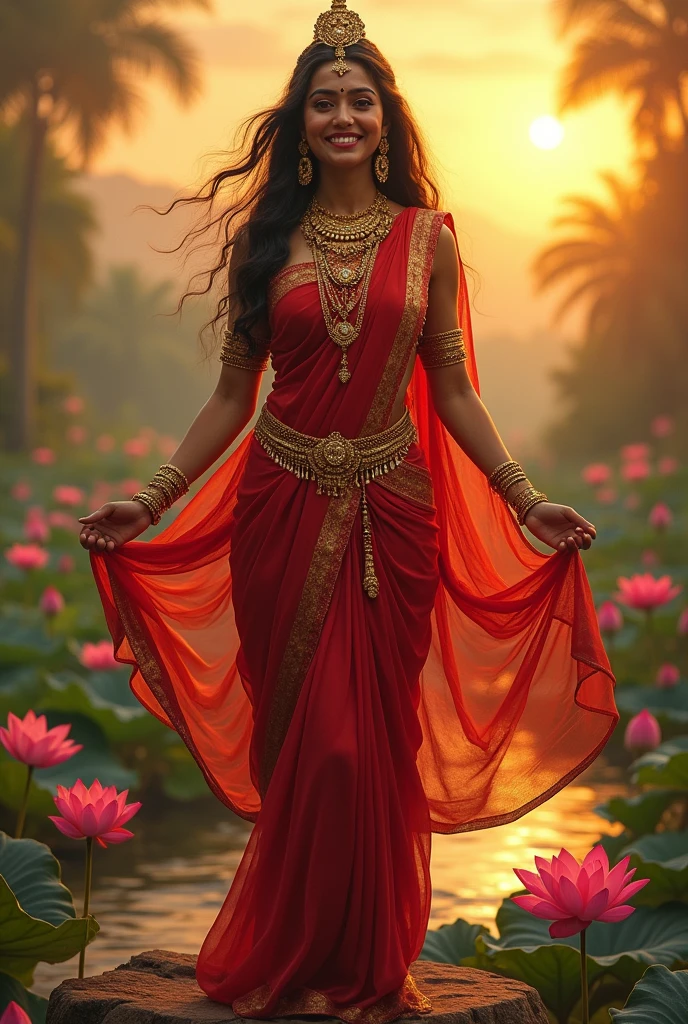 A beautiful and powerful hindu godess, proud and happy