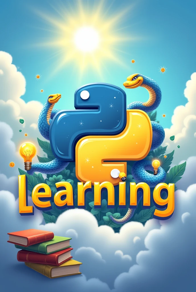 Python logo with a design in that text should be day  -
learning 