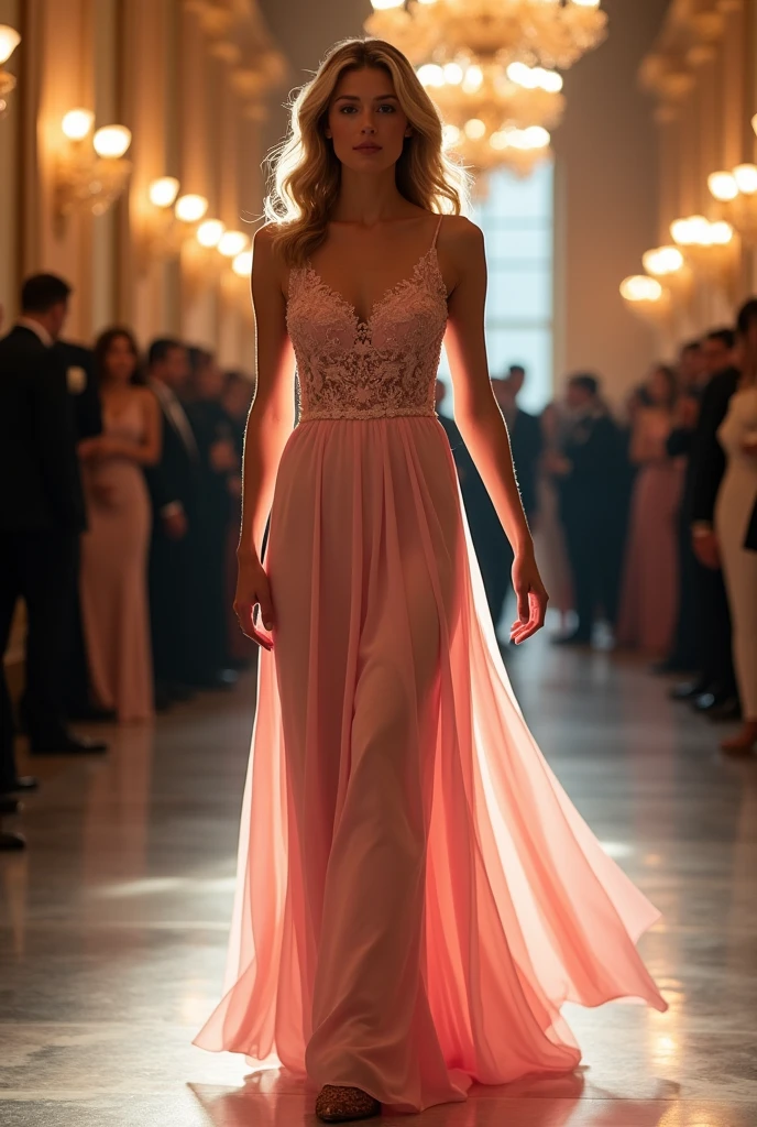 Woman in pink dress with formal style