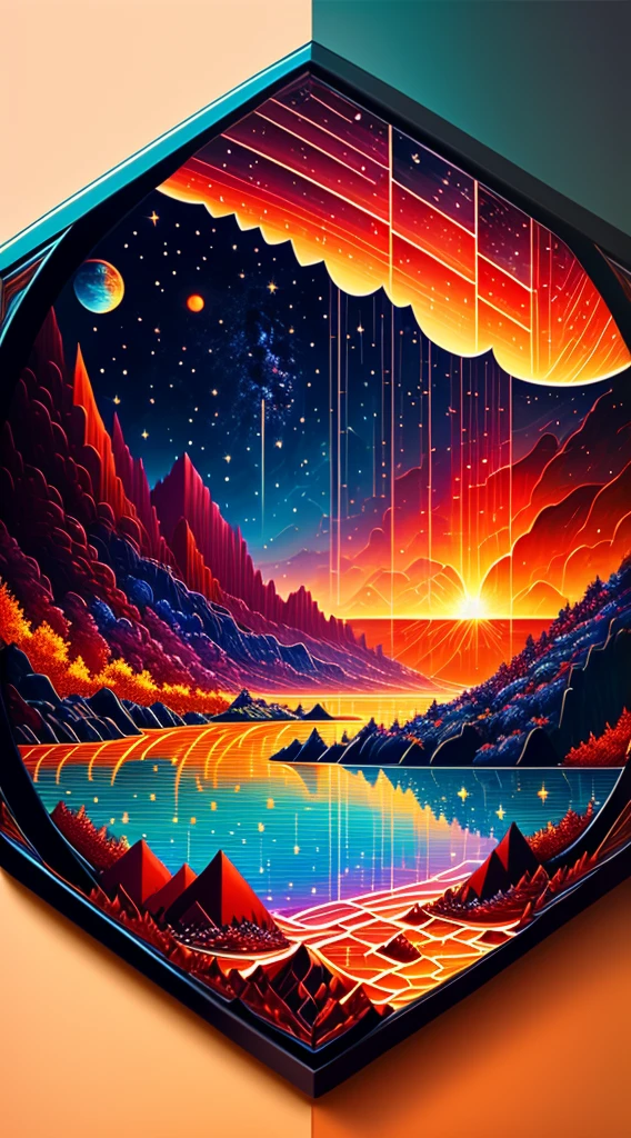 Beautiful earth full of water and lava, Intricate, Masterpiece, expert, insanely details, 4K, composition, The frames, Centered, symetry, picure, Intricate, voluminetric lighting, Beautiful, rich deep colors masterpiece, Sharp focus, Ultra detailed, in the style of dan mumford and marc simonetti, astrophotography