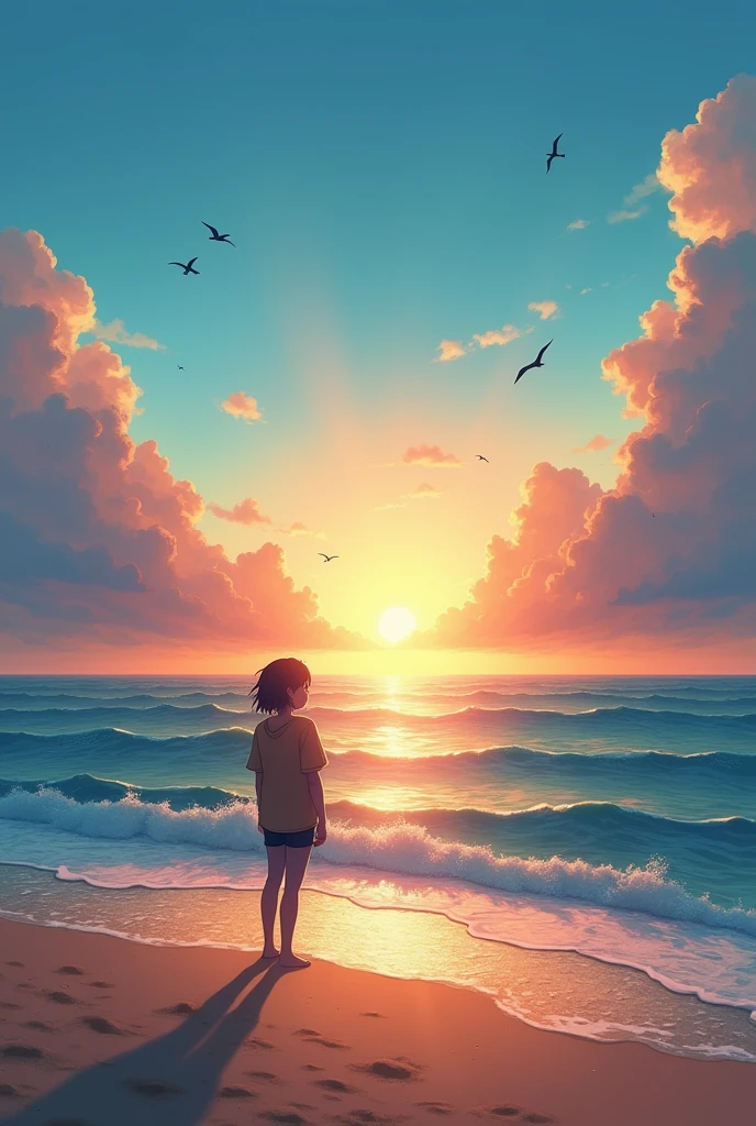 When the sun rises or set moment a hd quality pic in a sea beach ...the sky is full of blue colour