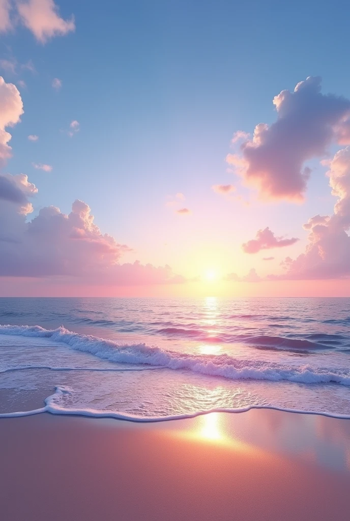 When the sun rises or set moment a hd quality pic in a sea beach ...the sky is full of blue colour .. realistic 3D profile...no one than here