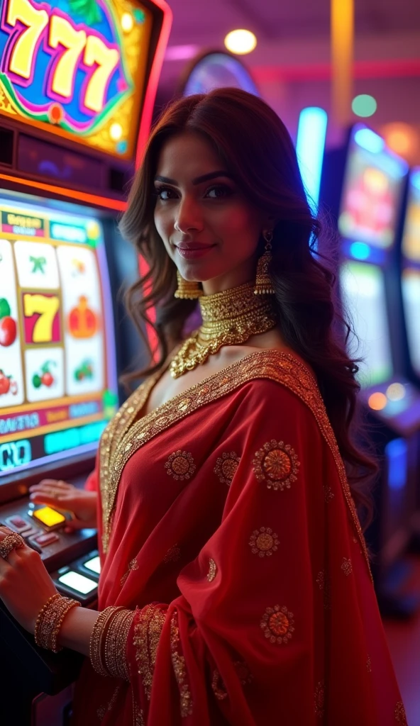 Indian Beauty,money,Electronic games,777,fruit machine,c4d lighting effects,