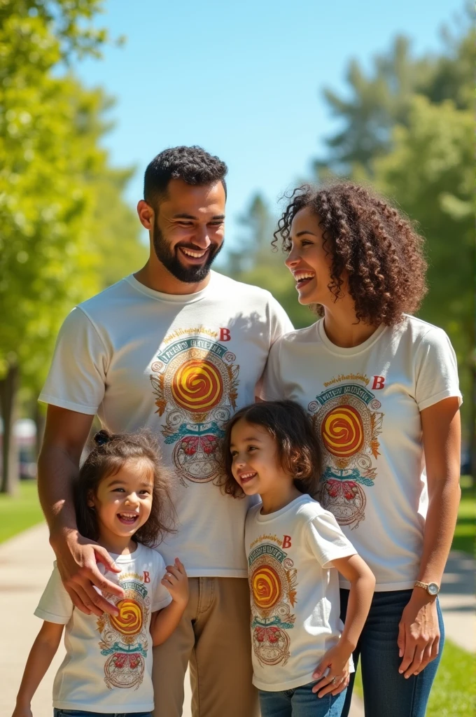 Family wearing Bereket t-shirt