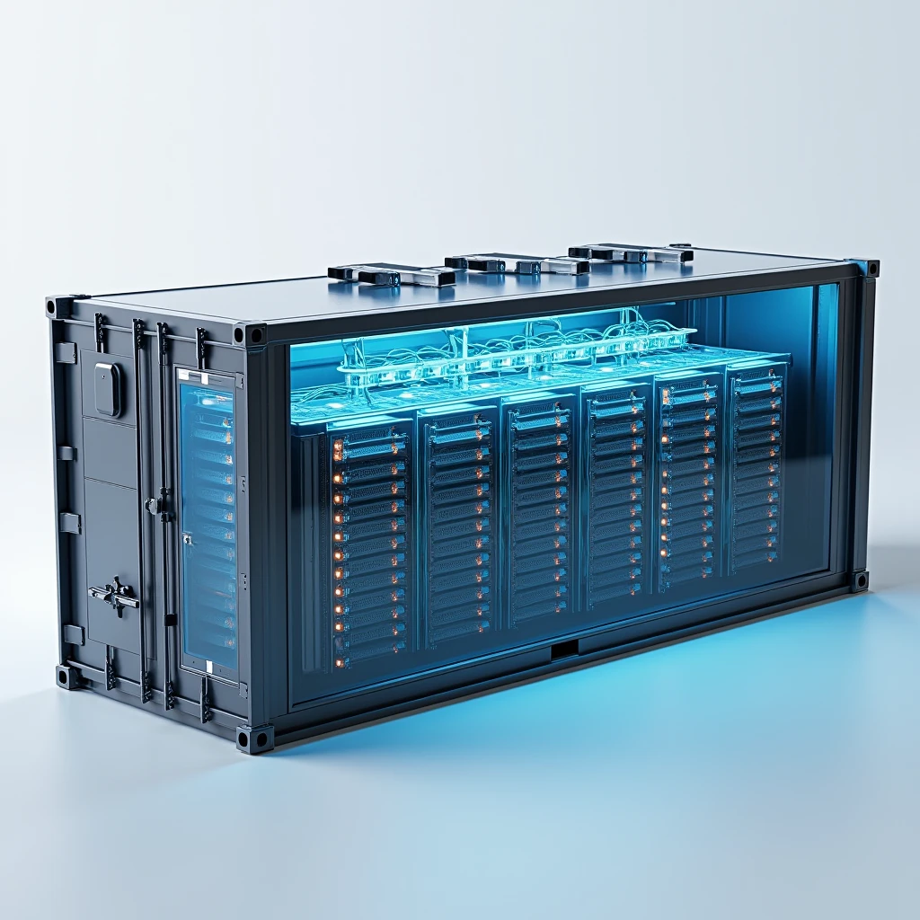 Create a 3D rendering of a modern datacenter container viewed from slightly above. The container is rectangular with a clean, industrial design. The long sides of the container should feature 20 midsize air fans each, arranged in two parallel rows. On one of the long sides, the air fans are positioned to pull air into the container. About 50 cm in front of these fans, install evaporative cooling pads mounted on a sturdy steel construction, adding an extra layer of cooling as the air enters the container. On the opposite long side, the fans are designed to expel air out of the container, showing a clear and efficient airflow system.
The view should be from above, with the roof of the container partially transparent to reveal the interior setup. Inside, the central area is filled with several rows of datacenter racks, neatly organized and filled with server equipment. The racks should be aligned to allow the cooled air to pass through them efficiently, ensuring optimal cooling for the equipment. The interior should have a high-tech appearance, with visible cables, blinking lights, and various technical components.
On one of the smaller sides of the container, include a secure, reinforced door, designed to allow controlled access to the interior. The overall mood should be realistic and slightly futuristic, with careful attention to detail in the design of the container, the cooling system, and the datacenter racks. Lighting should be cool and industrial, with subtle reflections on the metallic surfaces of the fans, racks, and steel construction.
