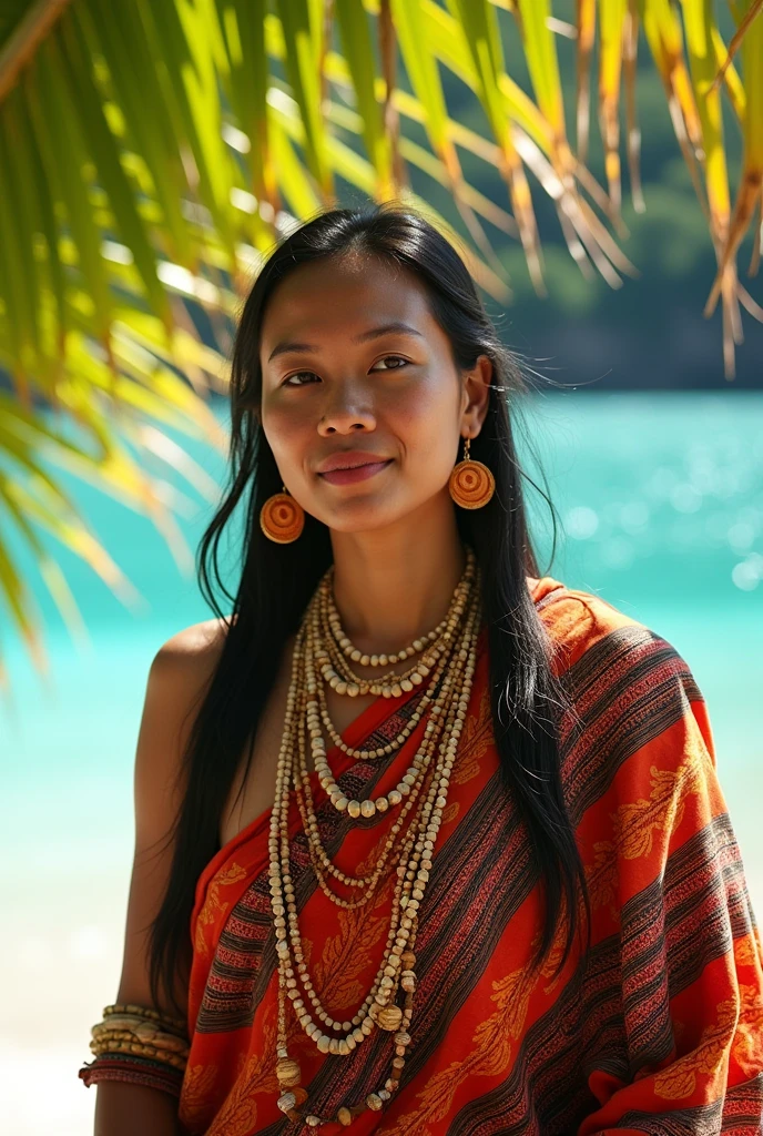 Make me a picture of an Indigenous Person in the Philippines wearing it's indigenous clothing