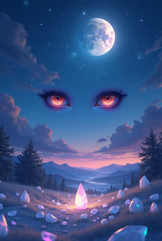masterpiece, best girl, cute girl, Break, High-detail eyes, Perfect eyes with fire, portrait, High detail face, The same eyes, Bright light, Rainbow Colors, Full-area lighting, Soft Light, light of dreams, Digital painting, 8k特寫, fantasy, Night Sky, Star, nebula, White crystal, moonlight, peaceful, summer, (8k:1.1)
