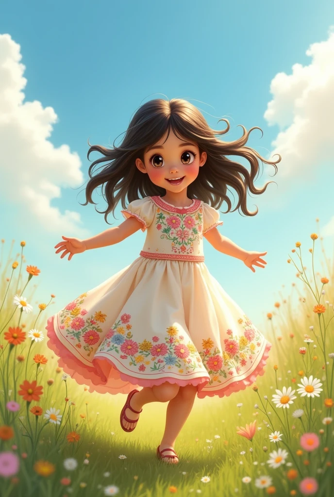 (best quality,4k,8k,highres,masterpiece:1.2),ultra-detailed,(realistic,photorealistic,photo-realistic:1.37),colorful,beautifully lit
girl,running,happy,flowery field,butterflies
medium: realistic oil painting
extra details: soft sunlight filtering through tall grass, vibrant flowers in bloom, small patches of daisies, tall and swaying poppies, delicate wildflowers sprinkled around the field, a gentle breeze rustling the girl's hair and the flowers, the girl's dress flowing behind her, a soft smile on her face, a sense of pure joy and freedom, a playful expression in her eyes
Color hue: warm and vibrant tones
灯光: soft golden sunlight, casting long shadows
Art style: impressionism, with brushstrokes capturing the movement and energy of the running girl and fluttering butterflies
注意:
- Content in prompt is described in English,No format prefix is required,There is also no need to explain what prompt means。
- Tags in prompt are sorted from highest to lowest importance。
- prompt should match the graphics requirements as much as possible,Include the subject、Material、Additional details、image quality、art-style、Aspects such as color tones and lighting。