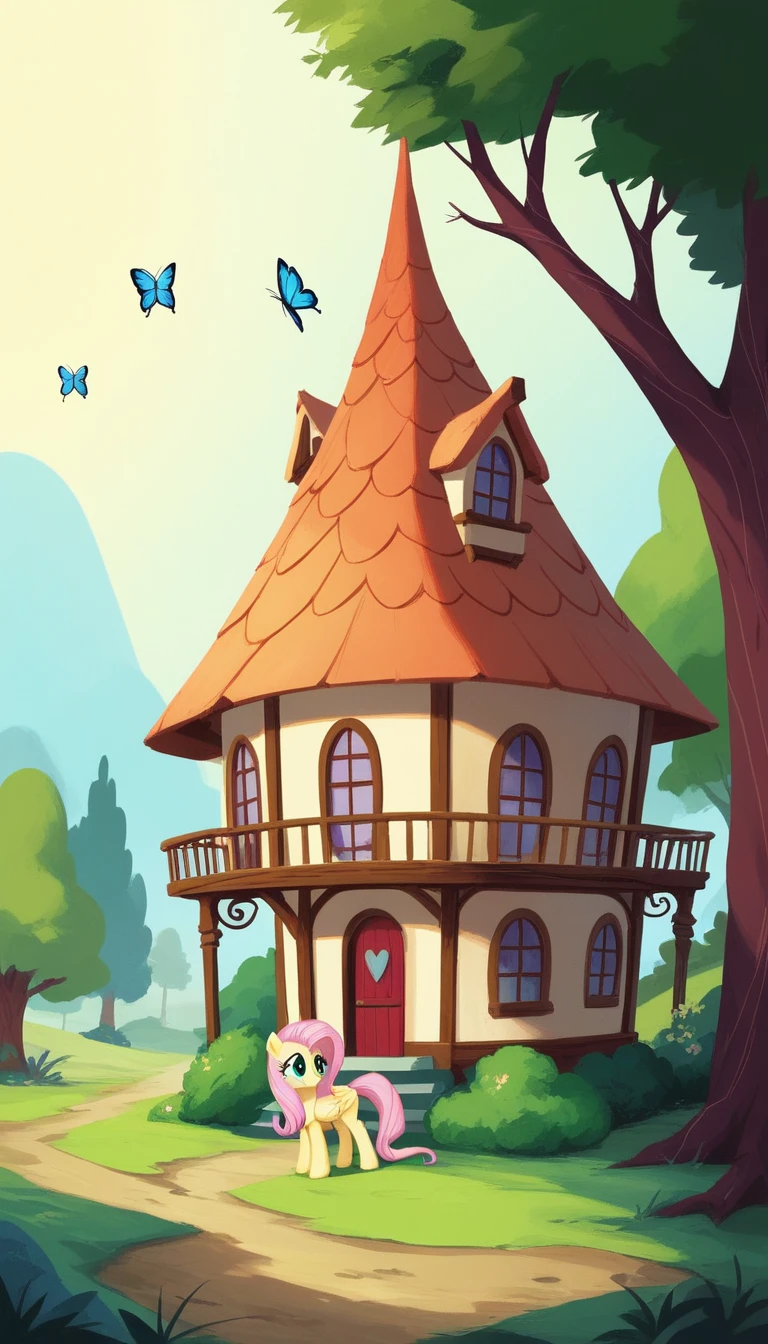 Fluttershy Forest Troting:*GIF My Little Pony:Friendship is Magic Fluttershy's Cottage Tree House Home Butterfly Butterflies Wings Girl*