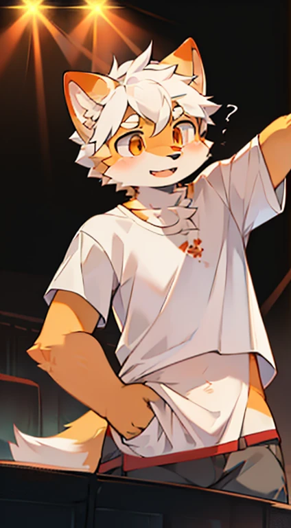 furry,fur,body fur,Solitary,stage,Short sleeve,White shirt,character focus,Face Focus, White hair, orange fur,White-orange ears,rest,No,No,No,No,No,No,No,No,No,No,No,No,No,No,No,No,No,No,No,No,No,No,No,No,No