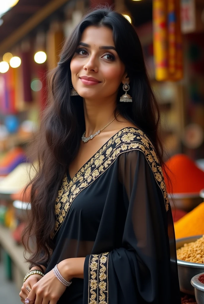 Indian aunty wear black saree sexy photos