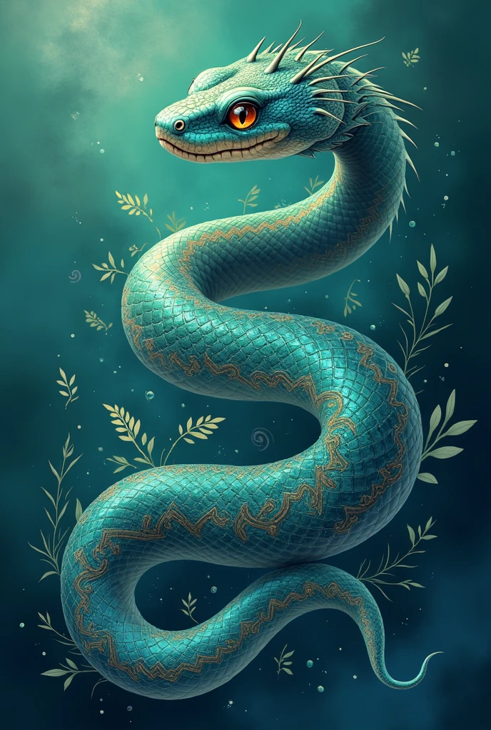 I want a medicine snake with a teal background
