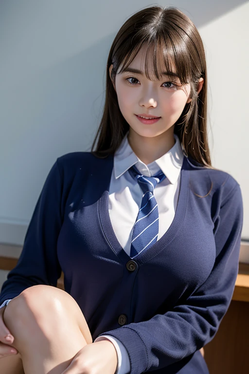 Fascinating anime, [ 4K Digital Art ]!!,Hyperrealistic Painting, Art with attention to detail, 8K High Resolution, Detailed Art,Curvy Tanned Gal,(puppet,Thick lips:1.2),Dress shirt,cardigan,Side details,Pleated skirt,Brown Loafers,Blonde Hair,(Dark Skip:1.3),loose socks,Sweaty,close,Squatting on a desk,In the classroom,(Blushed),、((Spread your legs、White panties in full view))