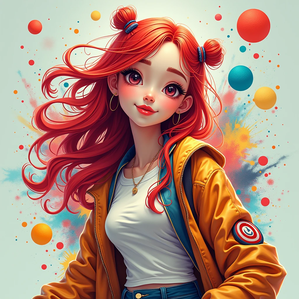 Beautiful stylish, fashionable girl looks at the viewer in a funny way with a facial expression, questioningly, smiling , funny with a question when? Ink v3, Splash Style, Abstract art, Abstract technologies, 3d, a high resolution, photo realistic, indicated, Cyber Technologies, 8k, depth of field,