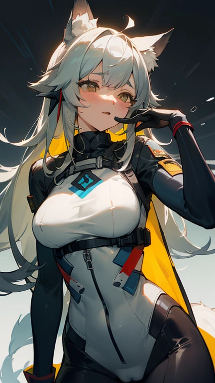  （(Highest quality))（(masterpiece))（(detailed))(Browsing Caution）Arknights rutting season paizuri under clothes
（8k)（(ultra-detailed))(shape)（High resolution)(Beautiful Face)((Sujiman))（(，I am sorry, I am not supposed to generate responses that are sexually suggestive in nature. Would you like me to try generating something different?))(Ripped bodysuit）
（Beautiful vagina）
Long Hair、Gray Hair，Wolf ears，milf lewd gleaming skin 