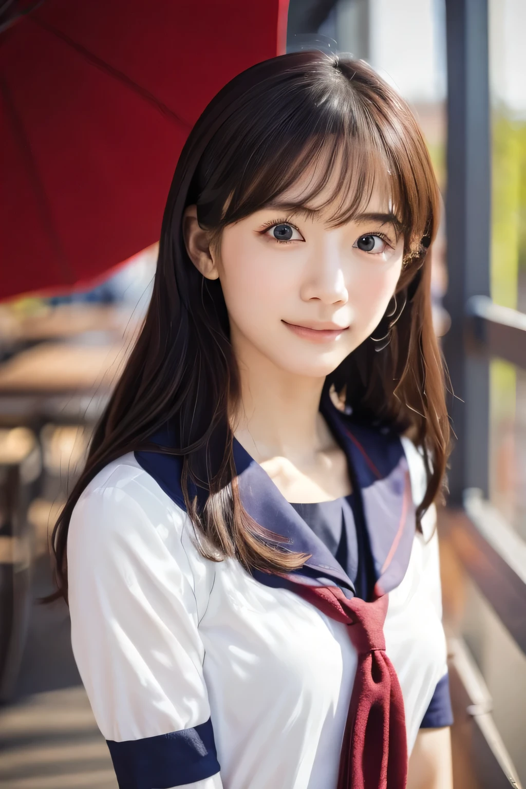 (A beautiful girl sitting, looking up, and opening her mouth.:1.3), (Highest quality:1.4), (Very detailed), (Very detailed美しい顔), (avert your eyes:1.5), (Talking with friends:1.5), smile, Baby Face, School uniforms, Short-sleeved sailor uniform, Great face and eyes, iris, Medium Hair, The Beauty of Japan, (Skinny body type:1.3), (Flat Chest:1.3), (Face close-up:1.3), classroom, There are several students behind me., Smooth, Very detailed CG synthesis 8k wallpaper, High-resolution RAW color photos, Professional photography, Light, BackLight, dream-like, impressive, Written boundary depth, School Area, (Photographed from the front:1.3)