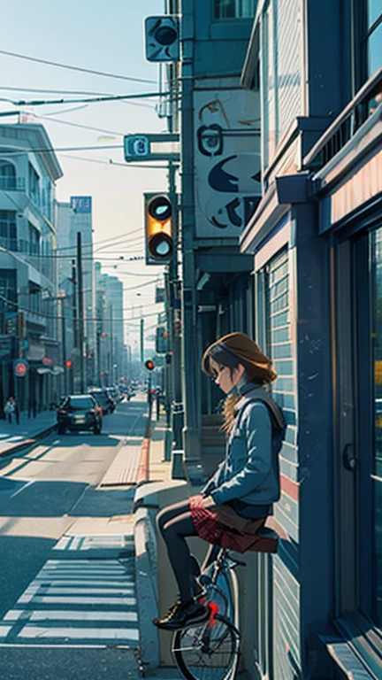 A girl is riding a bicycle