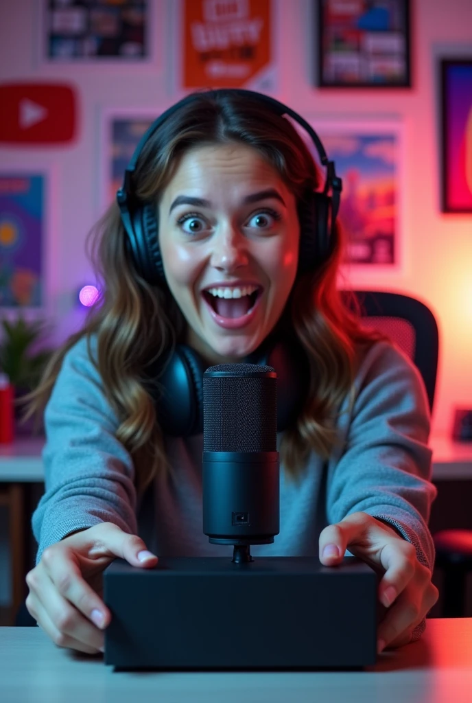 One person giving review about mic and unboxing a mic for YouTube thumbnail 