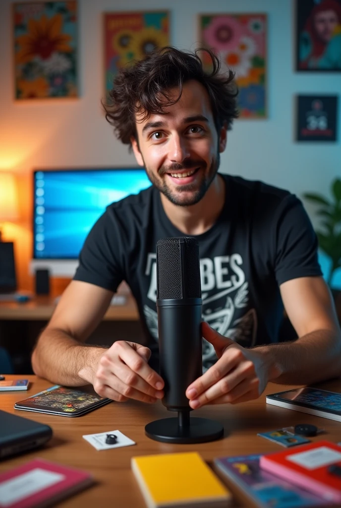 One man unboxing a mic for review youtube thumbnail 