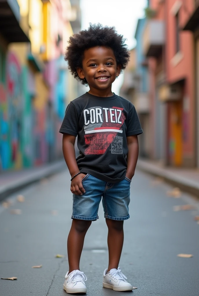 A handsome black tone boy wearing a corteiz t-shirt 
