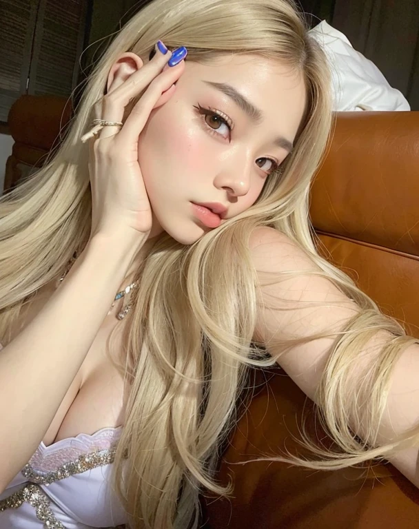 a close-up of a woman in a black dress sitting on a sofa, parque roseanne de blackpink, portrait of jossi de blackpink, jossi de blackpink, muchacha coreana, hermosa mujer surcoreana, hermosa joven coreana, Lalisa Manobal, asian features, Lalisa Manoban de Blackpink, jia, asian girl, jinyoung shin, asian girl with long hair