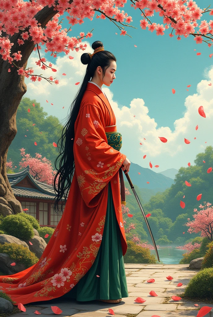 Karyu-shi wear featuring the flower of the flamboyant tree as a motif