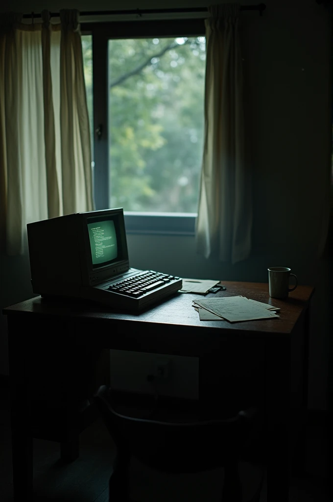 The room has a computer but no one 
