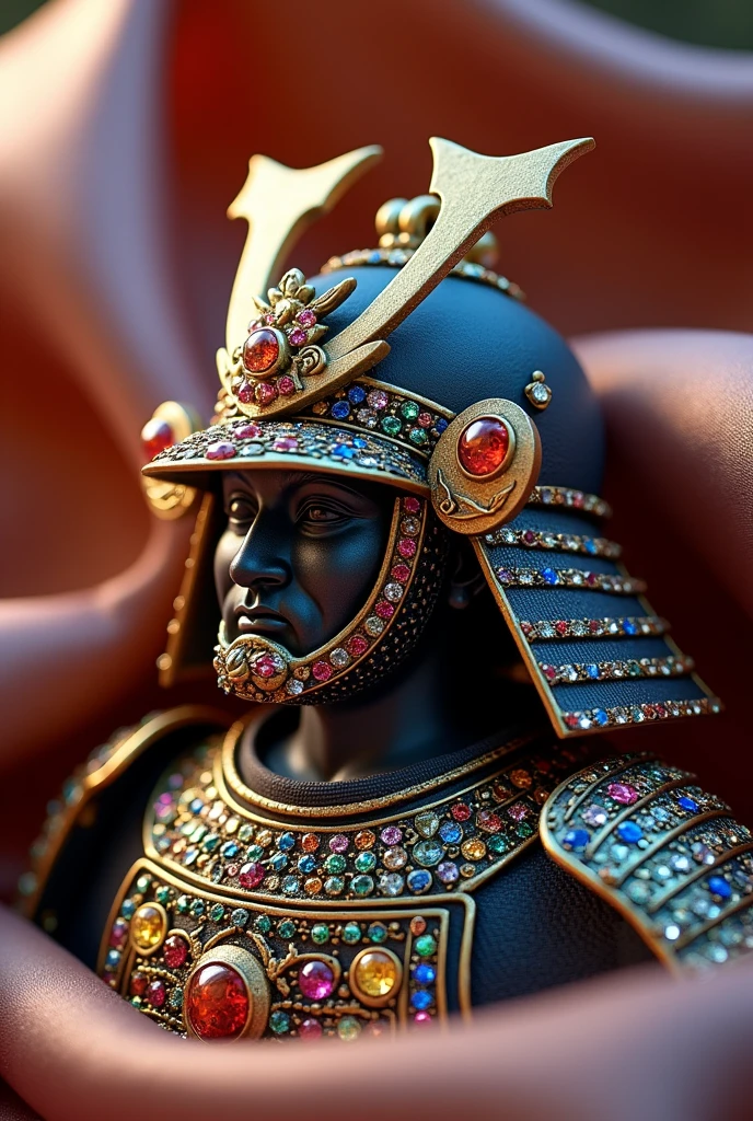Shogun head into a pendant with colored diamonds more designs