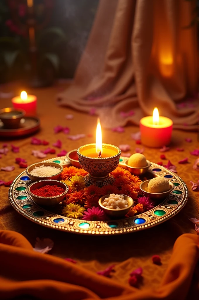 Indian traditional pooja thali