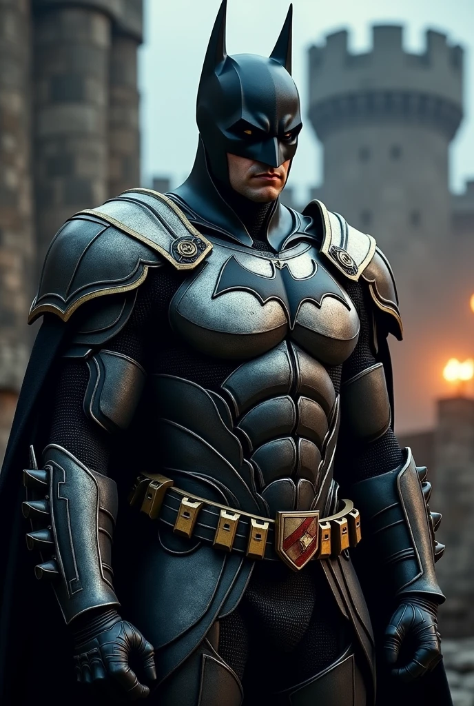 Batman as Templar knight wearing armour with templar cross on his chest