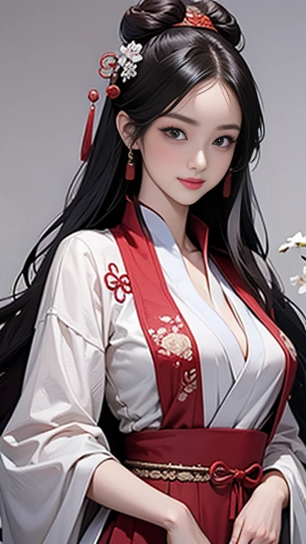 ( High resolution、 Super detailed)、masterpiece、Highest quality、High resolution、8k、Detailed Anime、Buildings from the Tang Dynasty、Tang Dynasty China、Tang Dynasty China、Young and beautiful woman、Beautiful Face、Beautiful Face、Pretty lips、Hanfu、(whole body)、Hair styled in a bright-colored round bun、Smiling eyes、Walking、Cowboy Shot、background、Buildings from the Tang Dynasty、Chang'an during the Tang Dynasty in China、Plum blossom、Detailed CG、